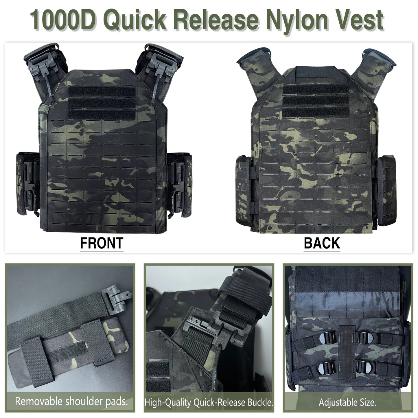 Speical offer Clearance 1000D Nylon Laser Cutting Modular Quick Release Adjusted Tactical Vest